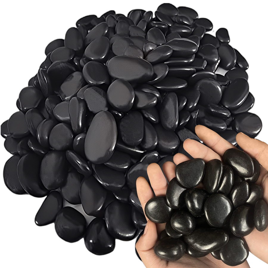 Fish Aquarium Home - 200g Black High Polished Natural Pebbles