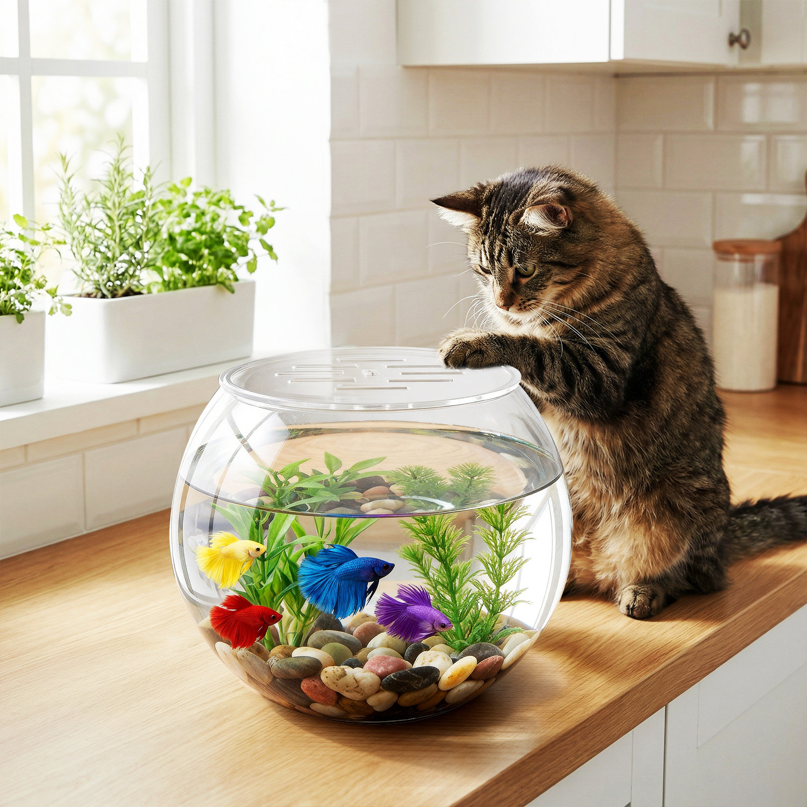 Aquarium Fish Jumping - Round Acrylic Aquarium Cover 22Cm Clear