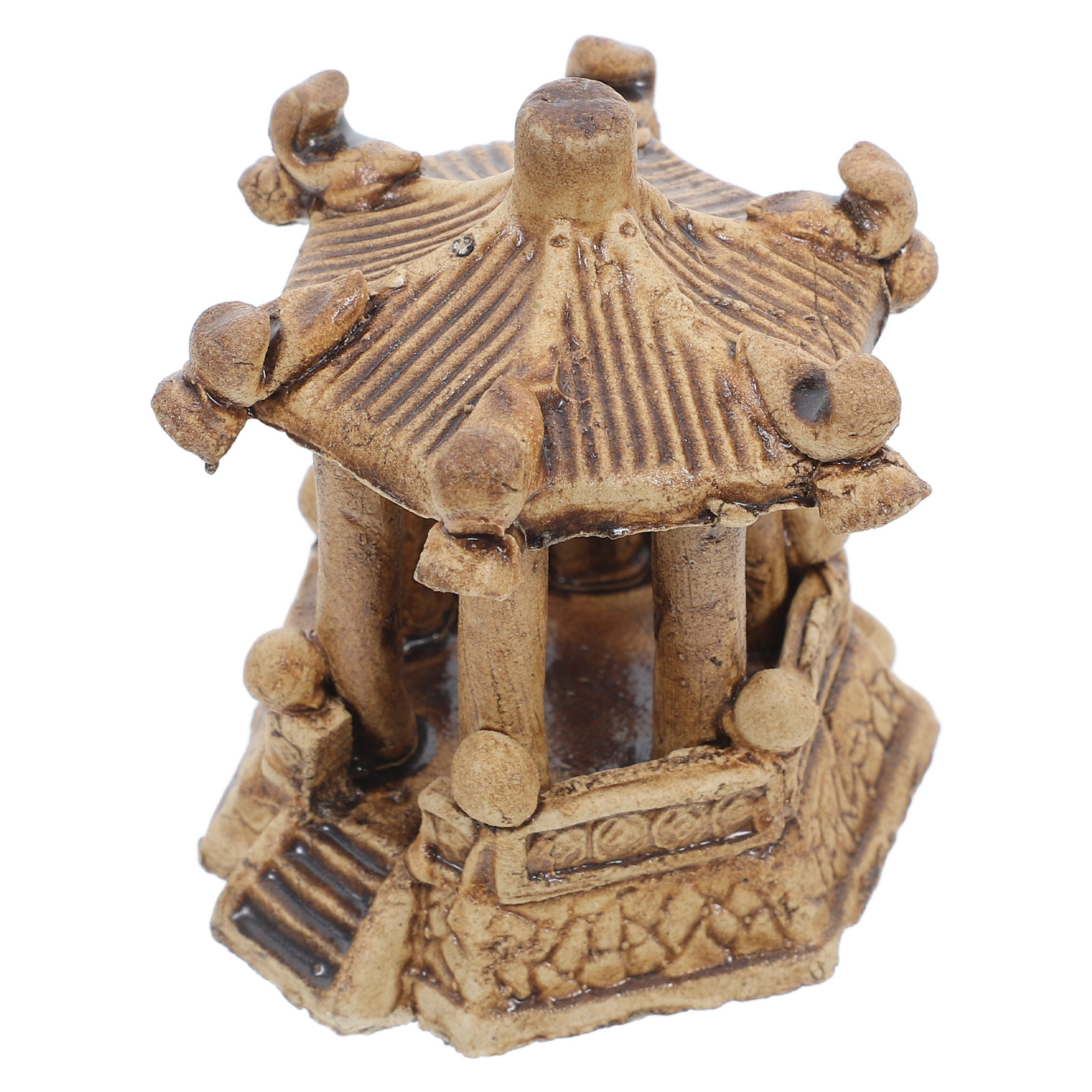 Aquarium Fish Tank - Miniature Ceramic Pagoda Hexagonal Pavilion Bonsai