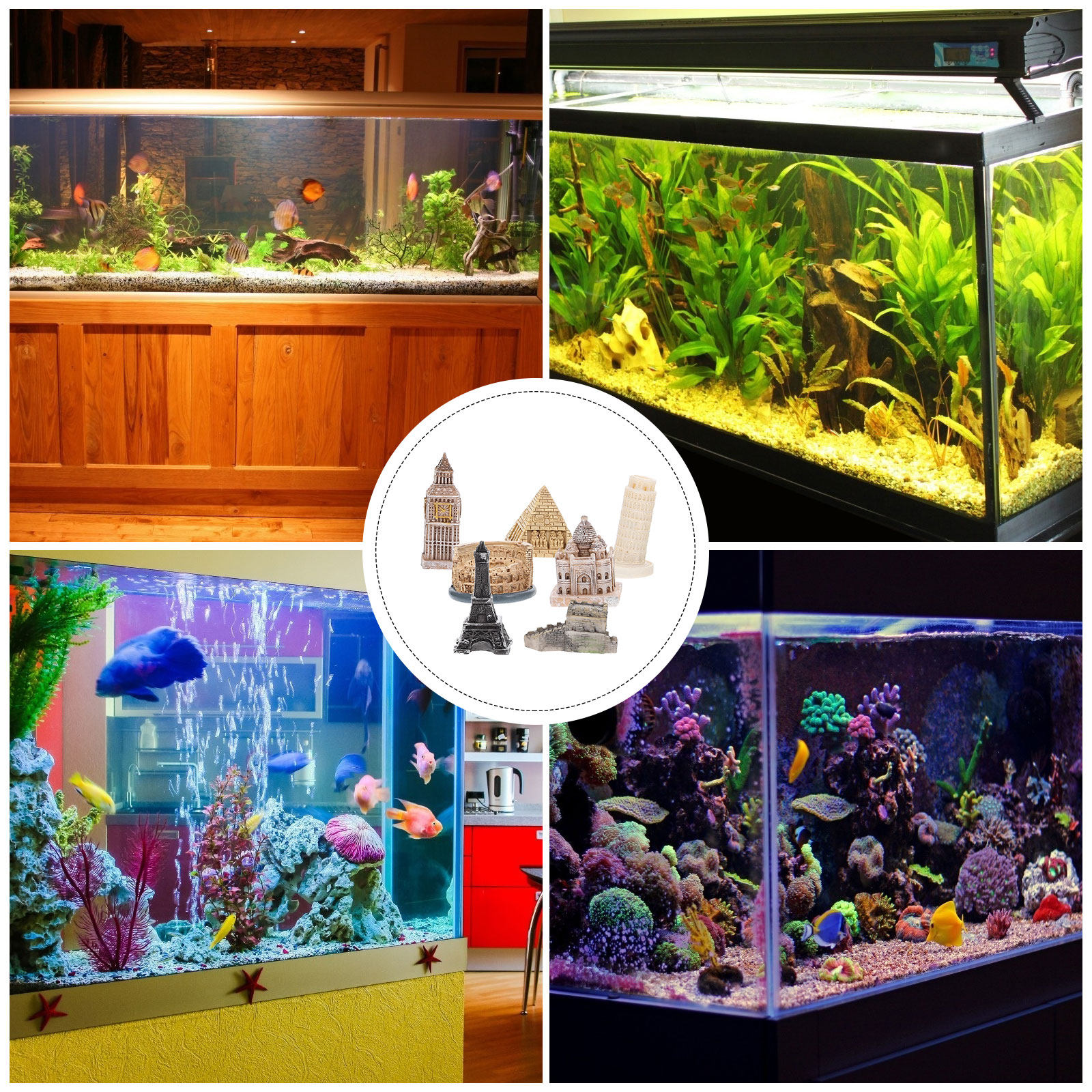 7Pcs Roman Sculpture Set Minia - Aquarium Fish Tank ulasan dan harga