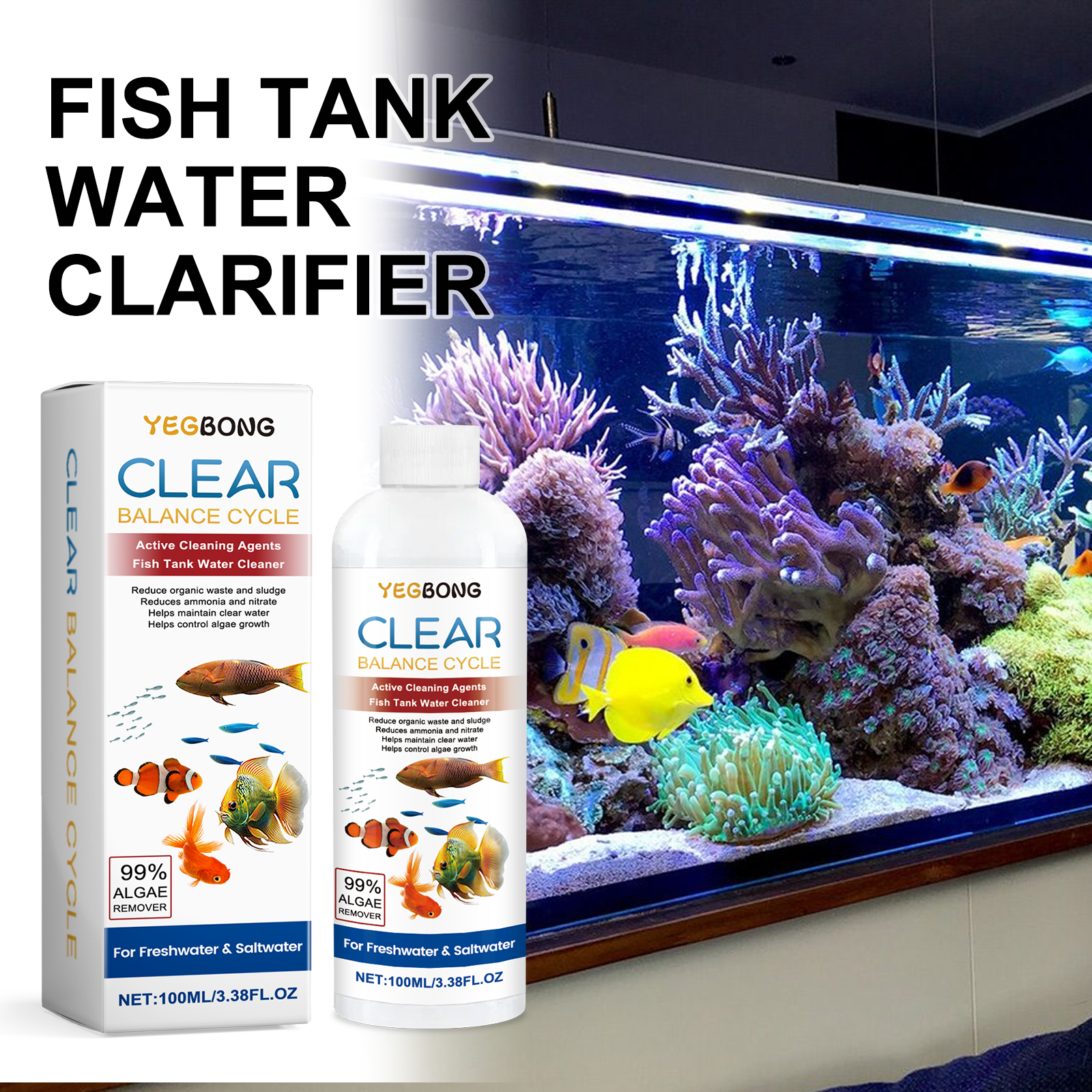 Aquarium Water Clarifier 100ml - Aquarium Fish Quality ulasan dan harga